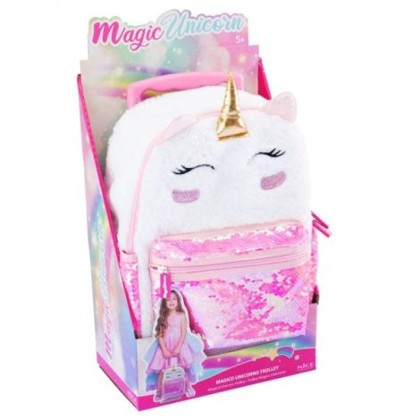 Ghiozdan troler fetita Girabrilla ,   Unicorn Magic, cu paiete reversibile si roti rezistente - imagine 5
